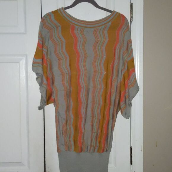 Wet Paint orange and gray striped wide band sweater Sz 2X - Picture 1 of 6